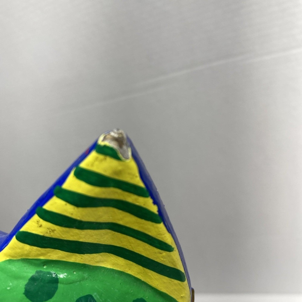 Hand-Painted Wooden Cat Figure Multicolor Folk Art Sculpture - Picture 12 of 14